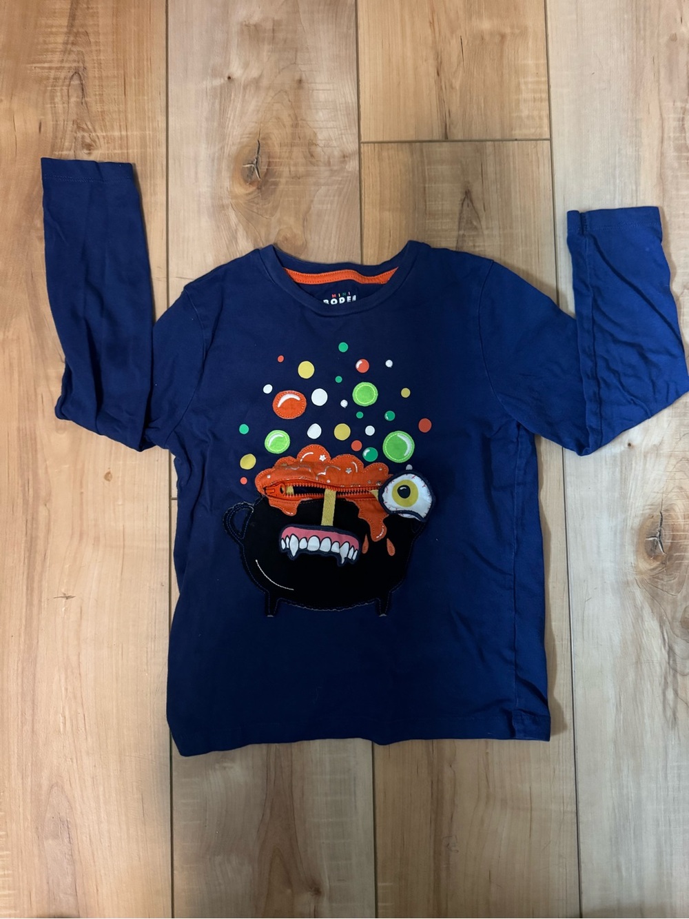 Mini Boden Size 6/7 Halloween Appliqué Long Sleeve Shirt